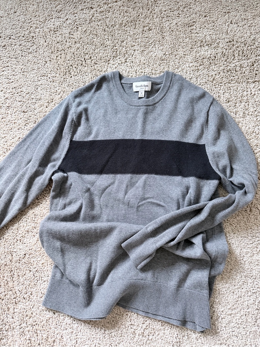 Goodfellow & Co Gray Crewneck Sweater with Black Chest Band